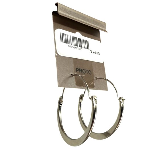 J. Jill Medium Classic Hoop Earrings Silver Tone Tube Hinged Back Polished NEW - Picture 7 of 9